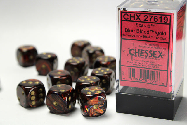 Chessex: 16mm - Blue Blood/Gold
