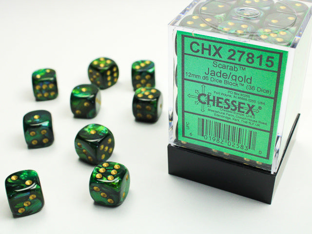 Chessex: 12mm - Jade/Gold