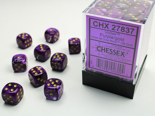 Chessex: 12mm - Vortex Purple/Gold