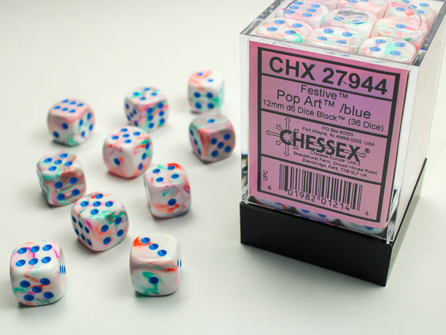 Chessex: 12mm - Pop Art/Blue