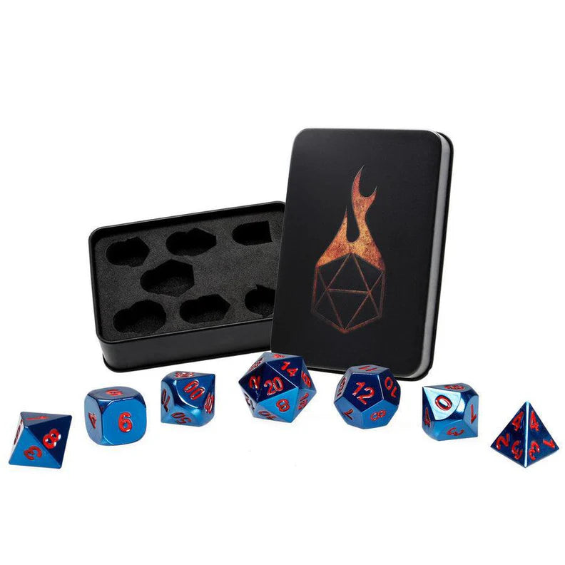 Forged Dice: "Indigo Gallantry" Set of 7 Metal Dice