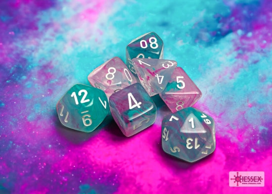 Chessex: Nebula Wisteria/White Luminary Polyhedral 7-Dice Set