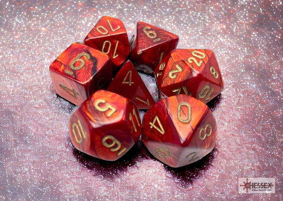 Chessex Scarab Scarlet/Gold Polyhedral 7-Dice Set