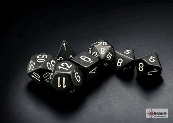 Chessex Opaque Black/White Polyhedral 7-Dice Set