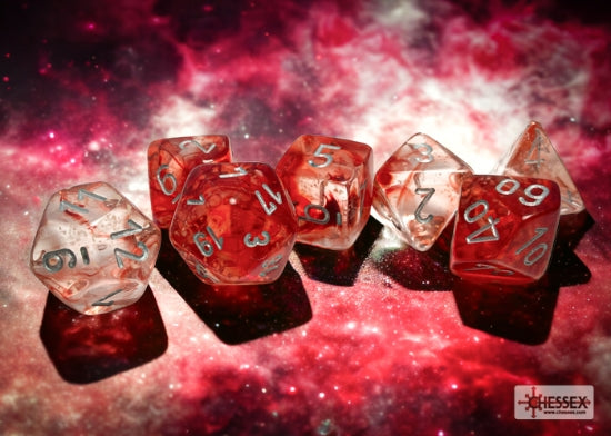Chessex Nebula Red/Silver Luminary Polyhedral 7-Dice Set