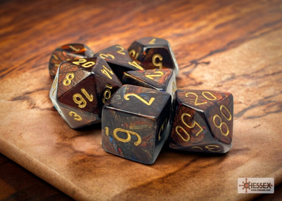 Chessex Scarab Blue Blood/Gold Polyhedral 7-Dice Set