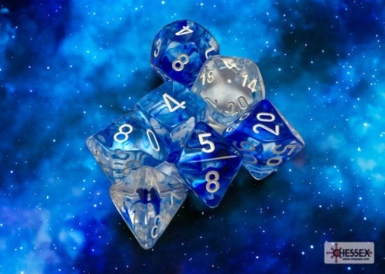 Chessex Nebula Dark Blue/White Polyhedral 7-Dice Set