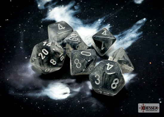 Chessex Borealis Light Smoke/Silver Luminary Polyhedral 7-Dice Set