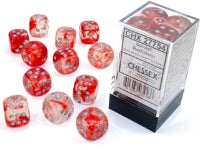 Chessex: 16mm d6 Dice Block - Nebula Red/Silver Luminary