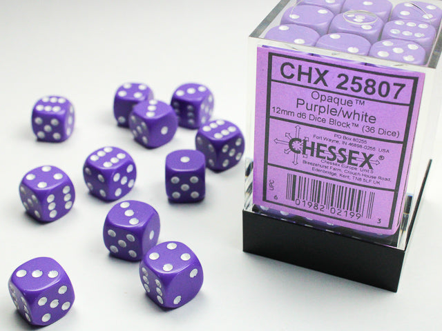 Chessex: 12mm - Purple/White