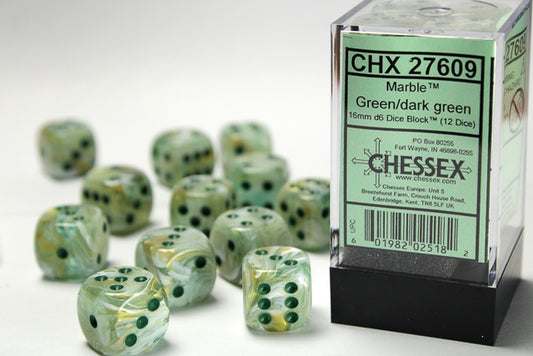Chessex: 16mm - Marble Green/Dark Green