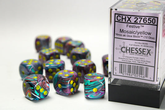 Chessex: 16mm - Mosaic/Yellow