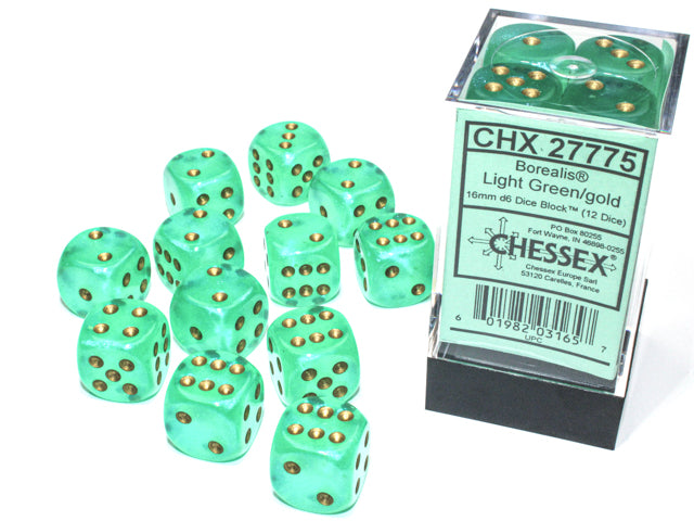 Chessex: 16mm - Light Green/Gold