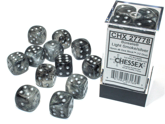 Chessex: 16mm - Light Smoke/Silver
