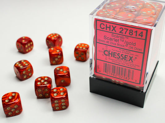 Chessex: 12mm - Scarlet/Gold