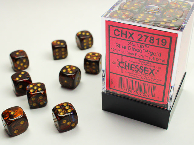 Chessex: 12mm - Blue Blood/Gold