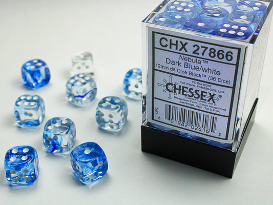 Chessex: 12mm - Dark Blue/White