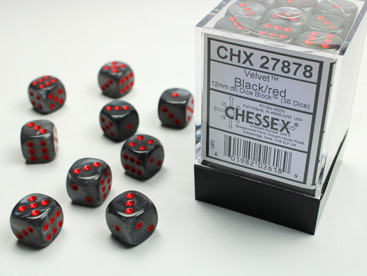 Chessex: 12mm - Velvet Black/Red