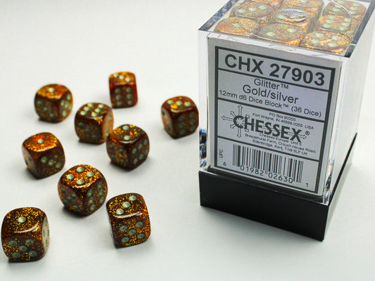 Chessex: 12mm - Glitter Gold/Silver