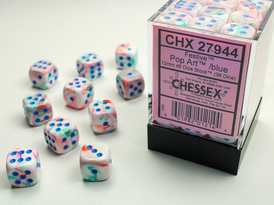 Chessex: 12mm - Pop Art/Blue