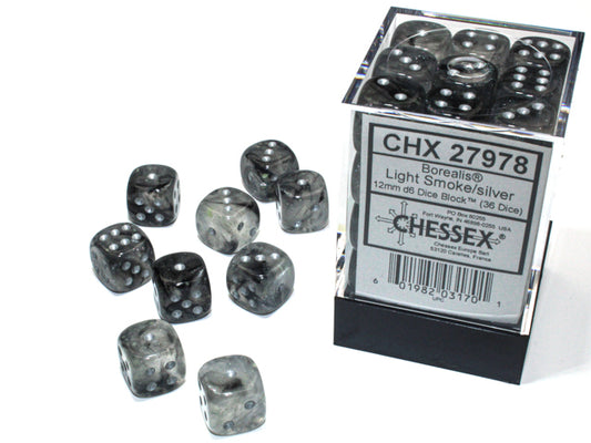 Chessex: 12mm - Light Smoke/Silver