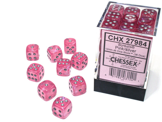 Chessex: 12mm - Pink/Silver