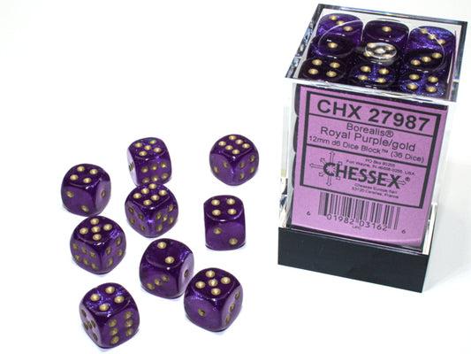 Chessex: 12mm - Royal Purple/Gold