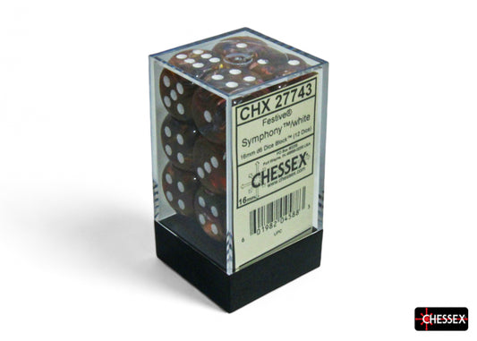 Chessex: 16mm - Festive Symphony/White