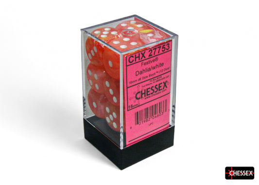 Chessex: 16mm - Festive Dahlia/White
