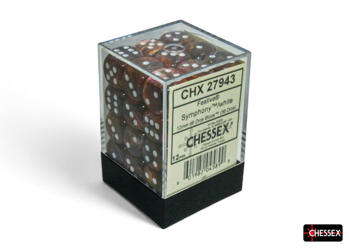 Chessex: 12mm - Festive Symphony/White