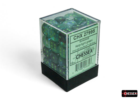 Chessex: 12mm - Borealis Kelp/Light Green