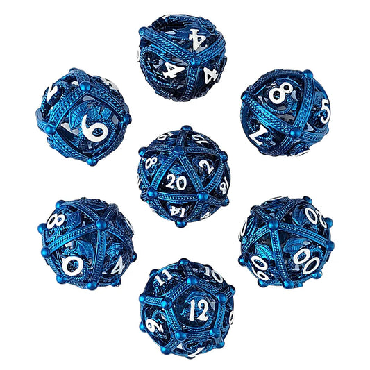 Forged Dice: "Dragon's Bauble: Blue Hollow" Set of 7 Metal Dice