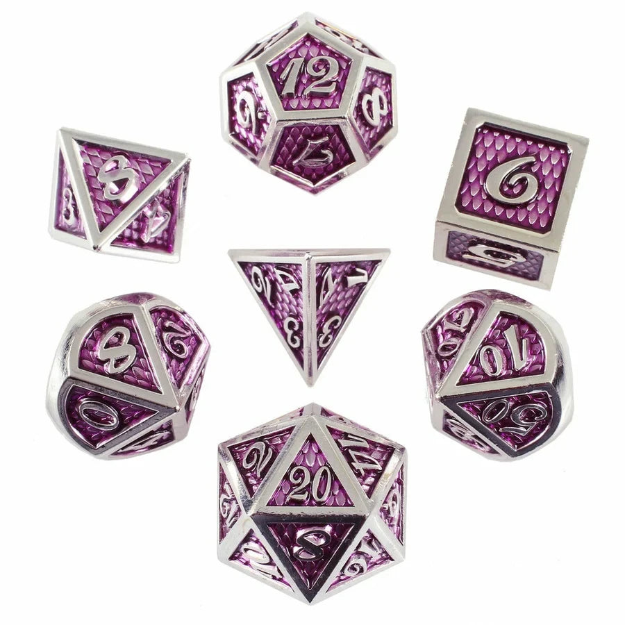 Forged Dice: "Amethyst Dragon" Set of 7 Metal Dice
