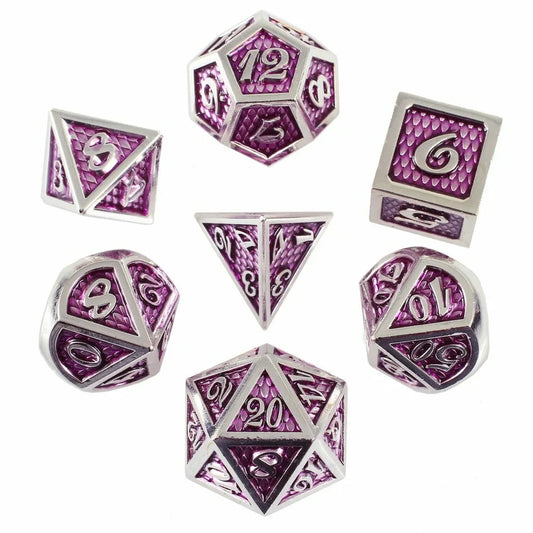 Forged Dice: "Amethyst Dragon" Set of 7 Metal Dice