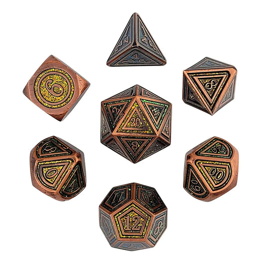 Forged Dice: "Forest Embers" Set of 7 Metal Dice