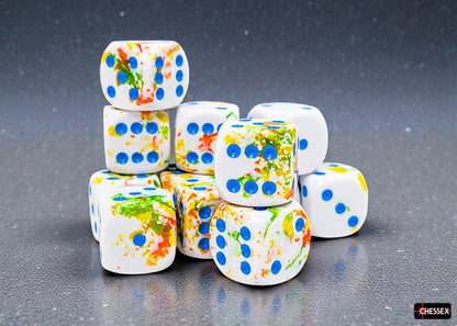 Chessex: Brush - Breezy/blue 16mm d6 Dice Block (12 dice)