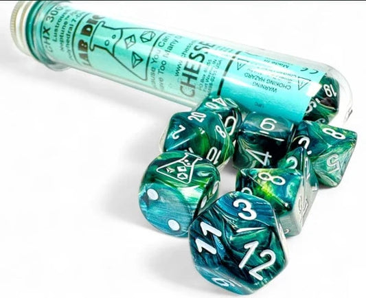 Chessex: 7pc Polyhedral Lab Dice Set- Lustrous Neptune/Grey