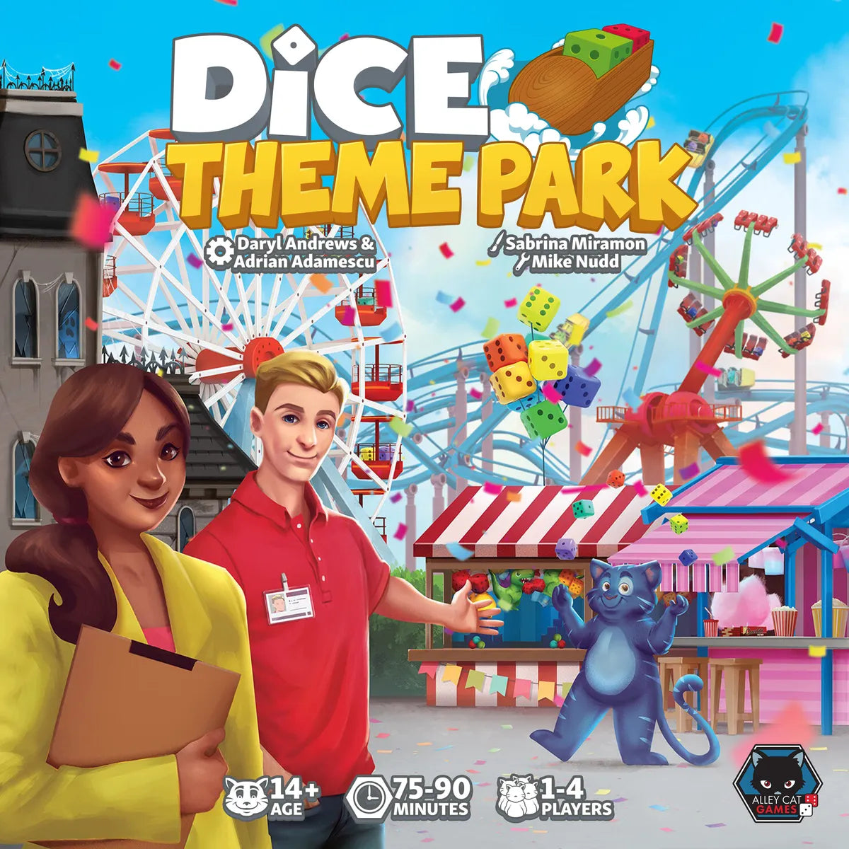 Dice Theme Park is a dice manipulation board game, all about creating and running your own park of fairground attractions.

In Dice Theme Park, you are the park managers, trying to create the most successful theme park in the area, by getting your custome