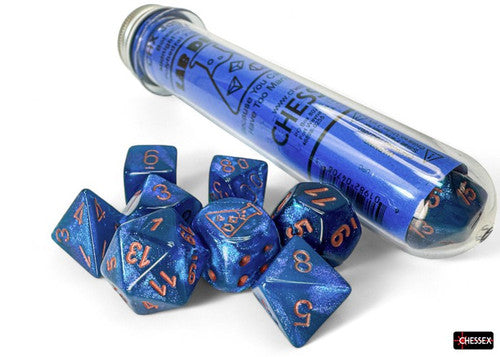 Chessex: 8pc Polyhedral Lab Dice Set - Borealis Midnight/Copper