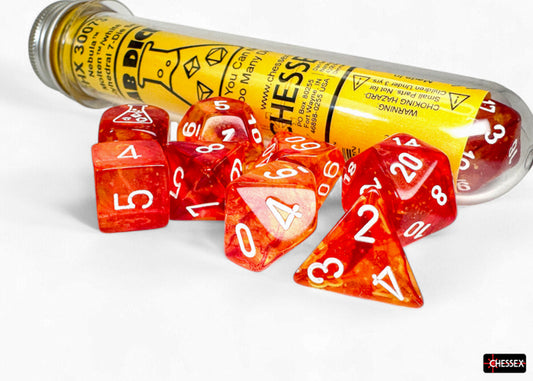 Chessex Lab Dice Set- Nebula Molten White