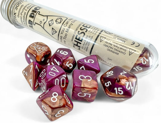 Chessex: 7pc Polyhedral Lab Dice Set - Gemini Copper Purple/White