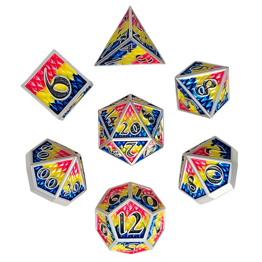 Forged Dice: "Pan Pride Dragon" Set of 7 Metal Dice
