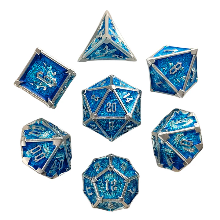 Forged Dice: Ossuray Obscura Silver Blue
