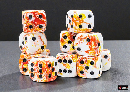 Chessex: Brush - Sunrise/black 16mm d6 Dice Block (12 dice)