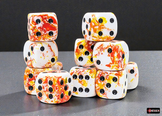 Chessex: Brush - Sunrise/black 16mm d6 Dice Block (12 dice)