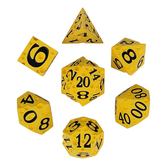 Forged Dice: "Cheese” (Black) Set of 7 Metal Dice