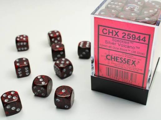 Chessex: 36pc 12mm d6 Dice Block - Speckled Silver Volcano