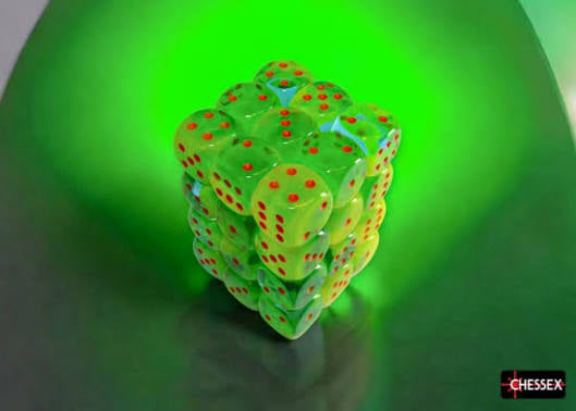 Chessex 12mm d6 block - Gemini Plasma Green - Teal/orange