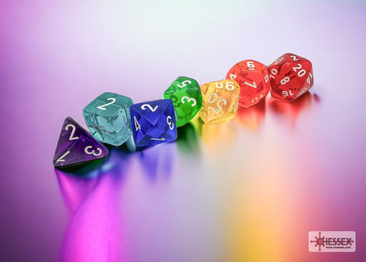 Chessex Prism Transulcent GM and Beginner Player Polyhedral 7-Dice Set