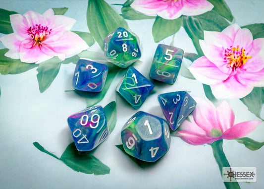 Chessex Festive Waterlily/White Polyhedral 7-Dice Set